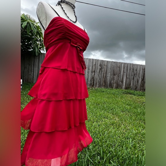 Red David’s Bridal dress - Picture 3 of 6